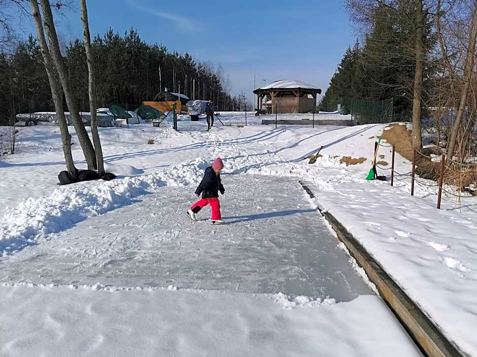 Domki Borowiackie nad brzegiem jeziora