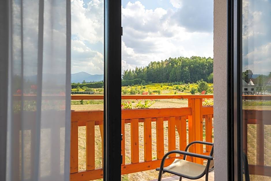 Mazurkowa - z widokiem na Karkonosze i Śnieżkę, darmowy parking, obok restauracja Mazurkowa Chata