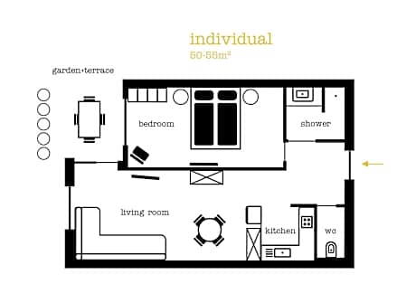 One-Bedroom Apartment individual with Terrace