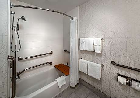 1 Queen Bed Standard Mobility Accessible Bathtub
