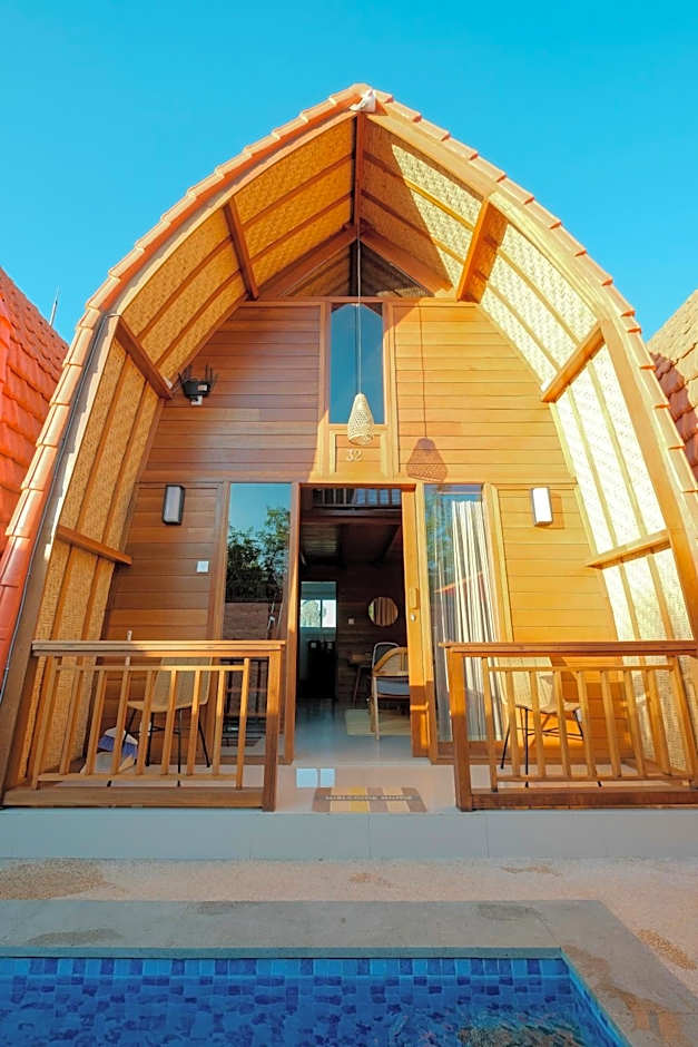 Murna Villa 3, A modern Balinese wooden house 360 GWK view