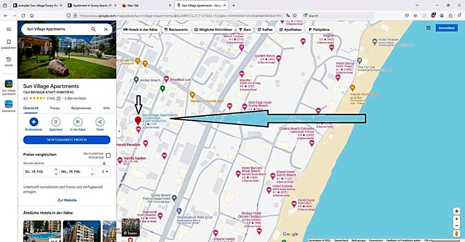 Apartment in Sunny beach, Complex Sun Village, 80 qm, 2 bedrooms & living room near to the beach, SWIMMING POOL, garden