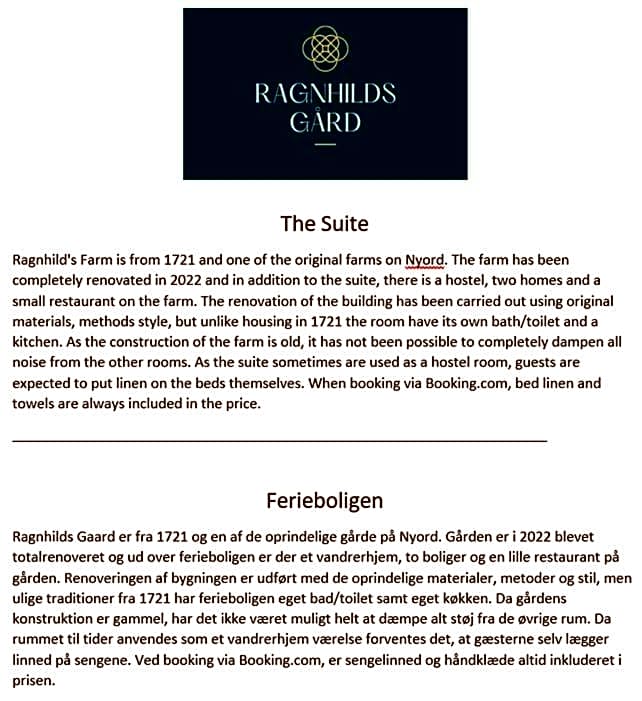 Ragnhilds Gård, Hostel Vandrerhjem