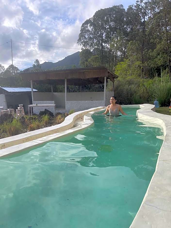 Triangular house and hot spring
