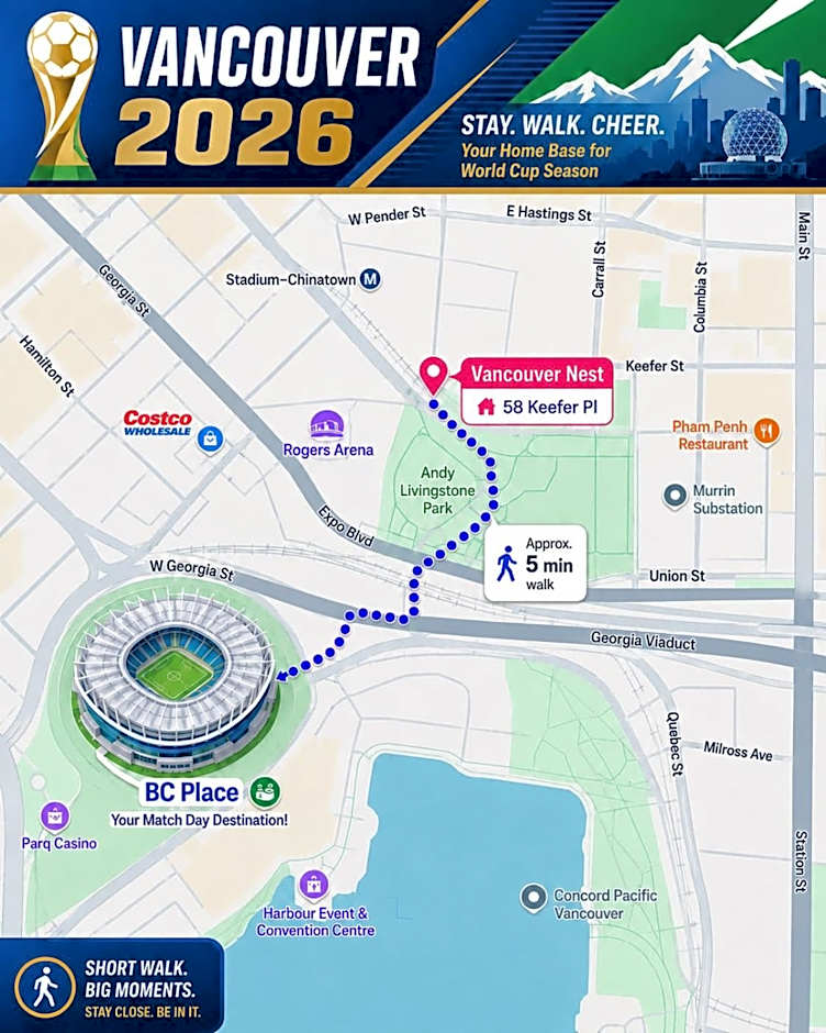 Vancouver Nest Downtown 2BR near Rogers Arena