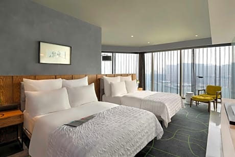 Deluxe Double Room with Two Double Beds and City View