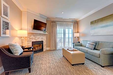 quarry view parlor suite, 1 bedroom connecting suite, inland view, balcony, fireplace