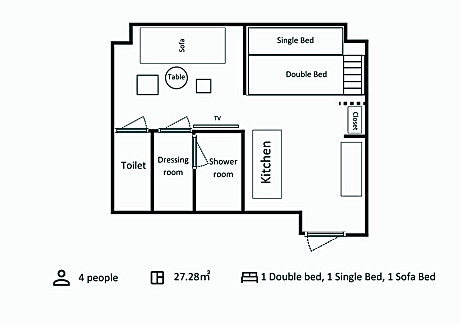 Quadruple Room with Kitchen