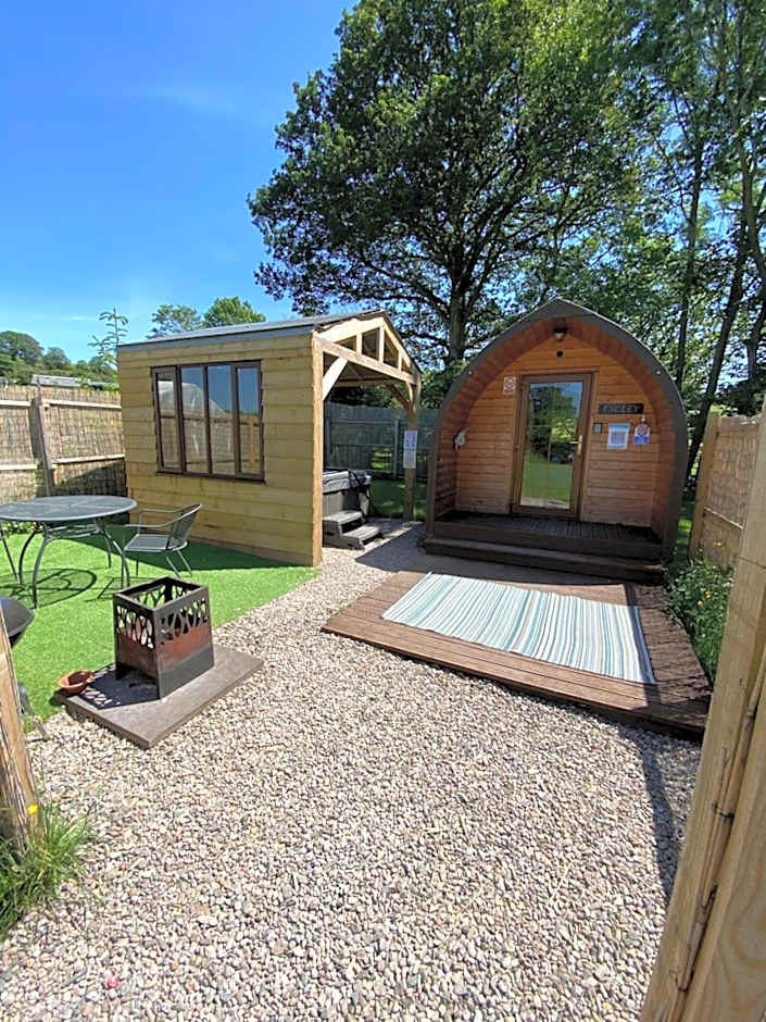 luxury pod with hot tub