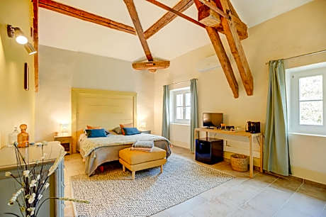 Chambre de l'Oranger-Double-Confort-Salle d'eau-Vue sur Piscine