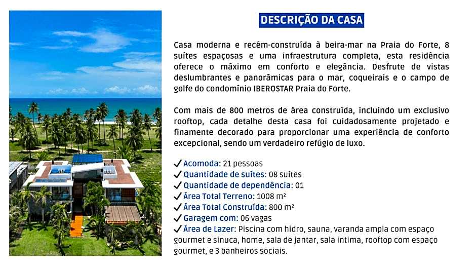 Oceanfront Mansion with 8 Suites in Praia do Forte