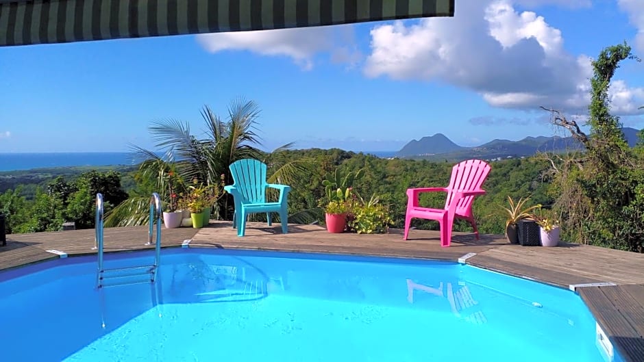 Chambre chez l'habitant avec piscine privative et vue panoramique sur la mer des cara¿s