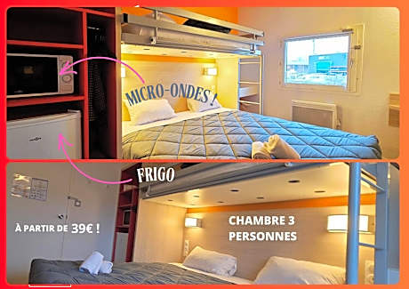 1 Double Bed 1 Bunk Bed With Shared Bathroom