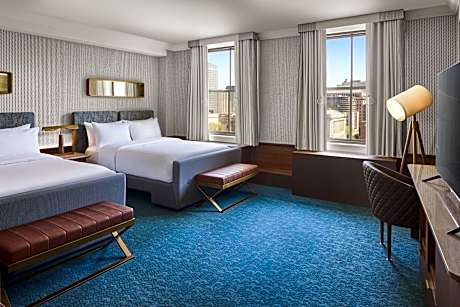 Queen Room with Two Queen Beds and Public Square View