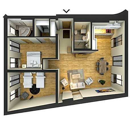 Superior Two-Bedroom Apartment with Balcony on Upper Floor