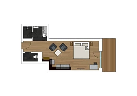 Studio with Balcony and Mountain View