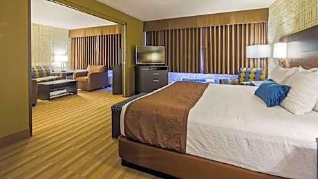 SUITE-1 KING BED,NSMK,HISPD,SEPLVG,SOFA,HAIR,IRON,FULL BREAKFAST