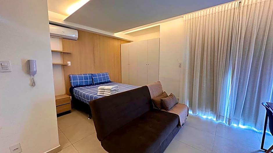 Studio Super Luxo com ar condicionado vaga piscina academia coworking etc