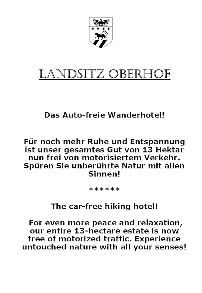 LANDSITZ OBERHOF petit hôtel