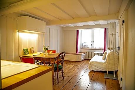 Appartement Mosaïque / Cuisine et terrasse privée / Bourg 49 / Gruyères