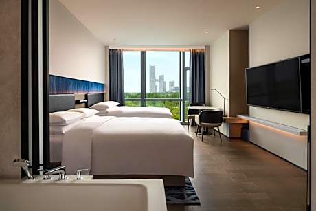 Ecological Double Room with Two Double Beds and City View