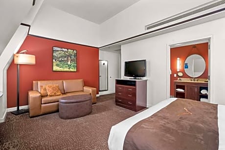 1 KING DELUXE ROOM WITH ALAMO VIEW SEATING AREA W/ SOFA BED-WALKIN SHOWER-FRIDGE 48 INCH FLAT SCRN HDTV- COMPLIMENTARY WIFI
