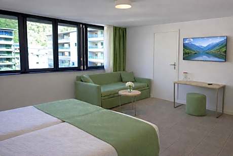 Modern Family Room with Mountain View