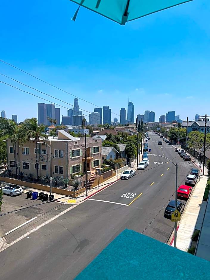 Downtown Los Angeles Skyline balcony view Modern Penthouse