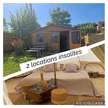 2 Locations insolites "vie en plein air" Bastide Bellugue maison d'hôtes reseau Bienvenue à la ferme à 3 mn de lourmarin