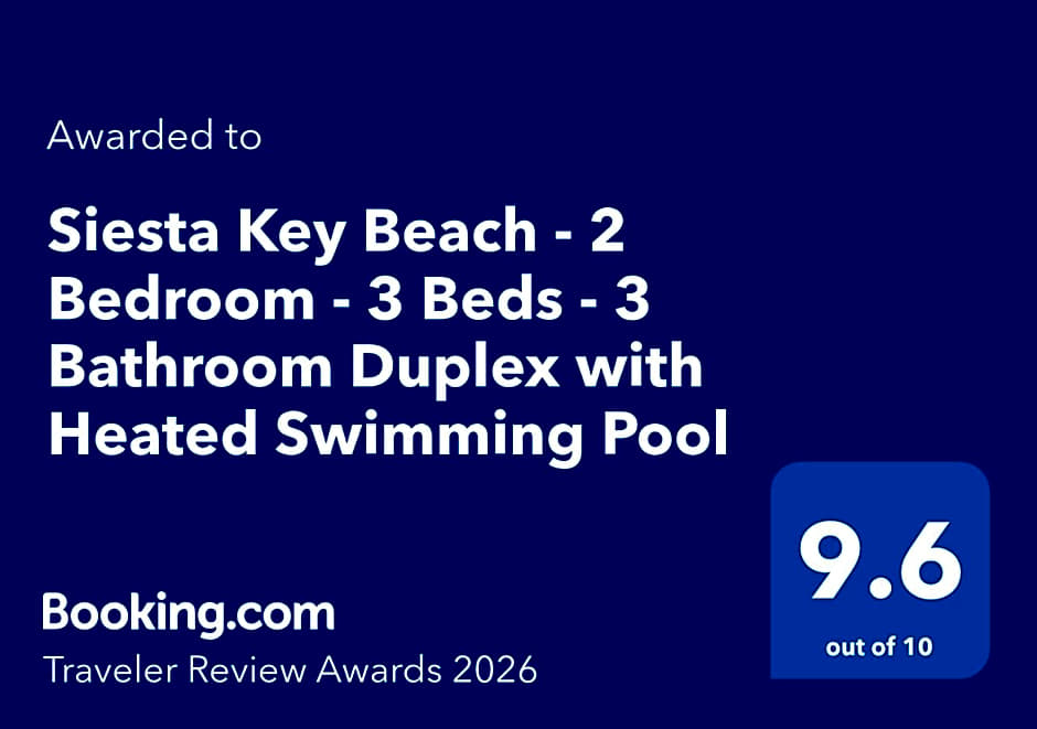 Siesta Key Beach - 2 Bedroom - 3 Beds - 3 Bathroom Duplex with Heated Swimming Pool