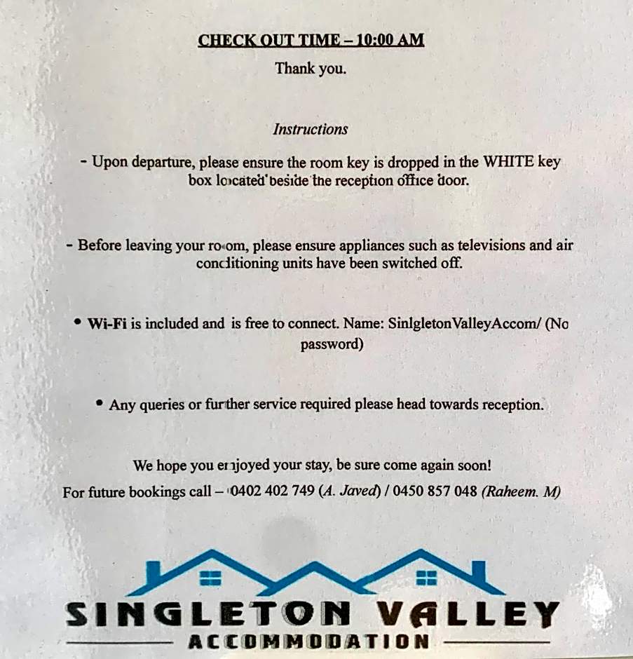 Singleton Valley Accommodation