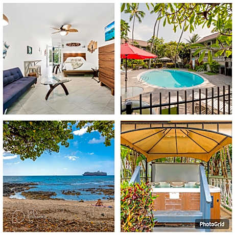 DOWNTOWN Hawaiian Theme Condo with Hot Tub, Pool & Beach - Kona Islander Inn