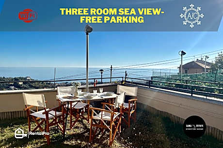 3-room apartment with sea view, A/C & Free Parking