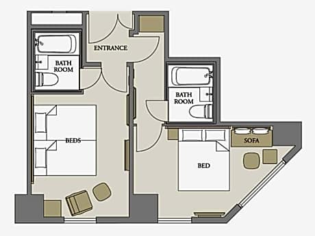 Adjoining Family Room (1 Double Room and 1 Twin Room)