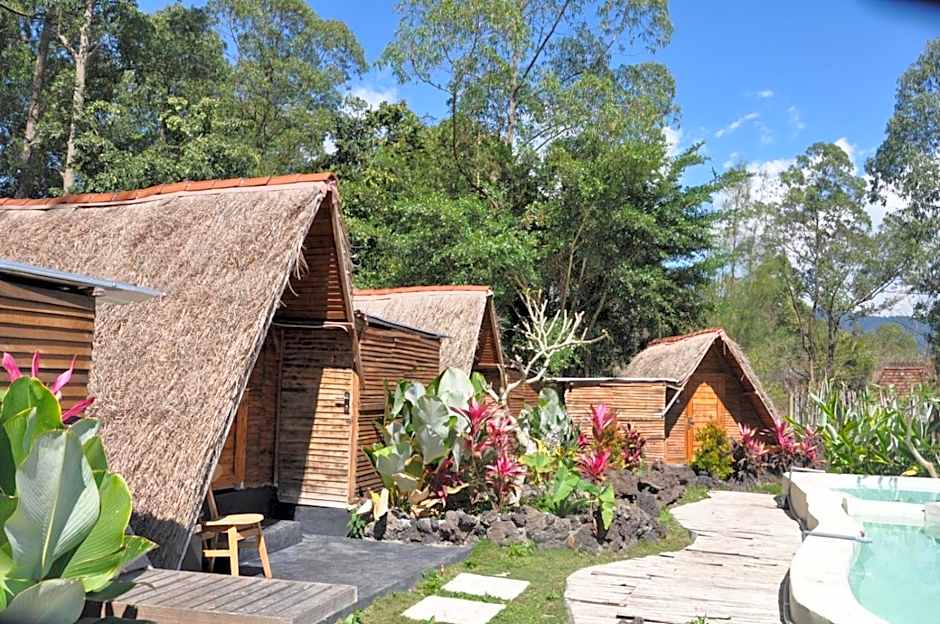 Triangular house and hot spring