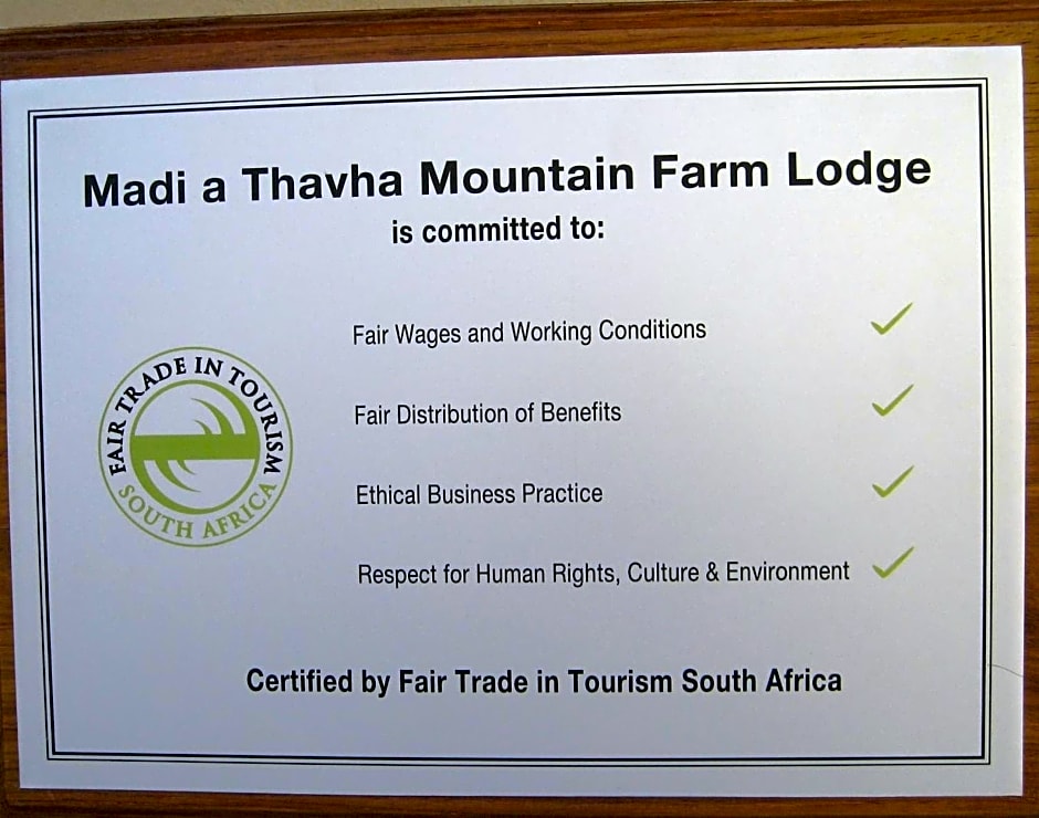 Madi a Thavha Mountain Lodge