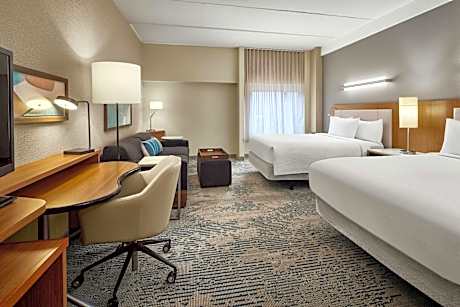Queen Suite with Two Queen Beds, Roll-In Shower and Trundle Sofa - Mobility Access/Hearing Accessible