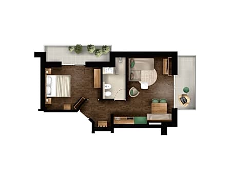 One-Bedroom Apartment with Balcony