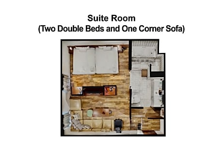 Suite Room (Two Double Beds and One Corner Sofa) - Non-Smoking