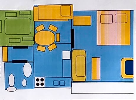 One room Apartment (4p) own Terrace, Bathroom & Kitchen