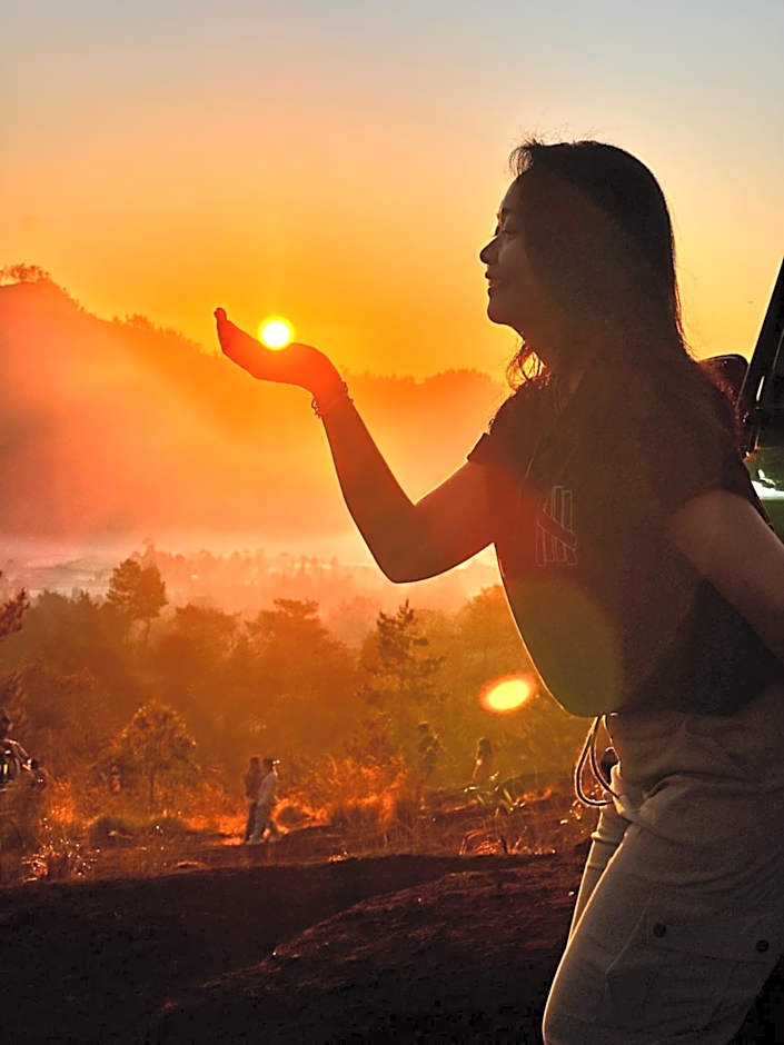 Triangular house and hot spring