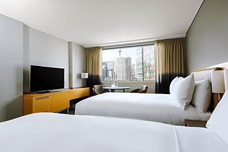 Deluxe Double Room with two Double Beds and Skyline View - Breakfast included in the price