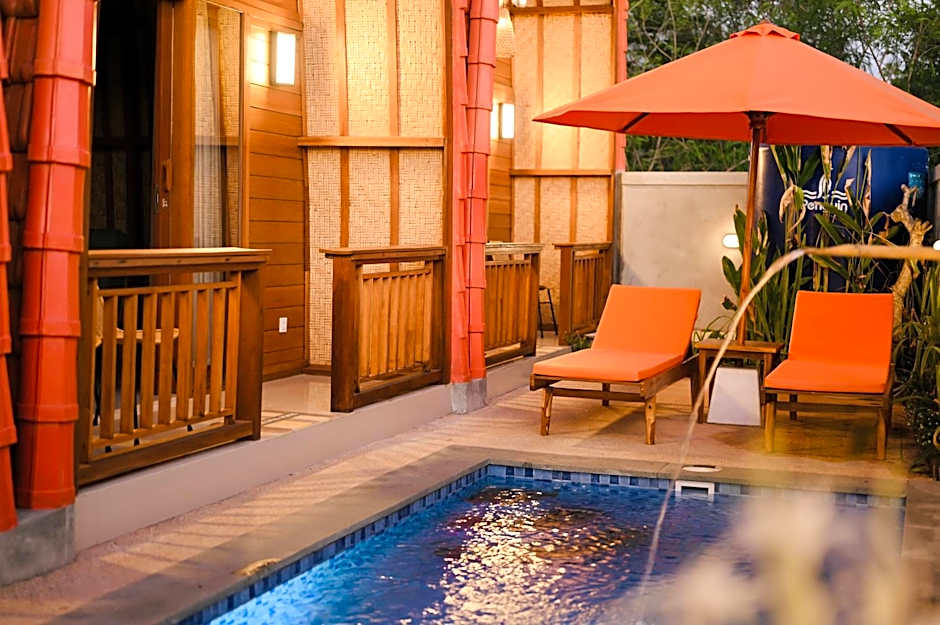 Murna Villa 3, A modern Balinese wooden house 360 GWK view