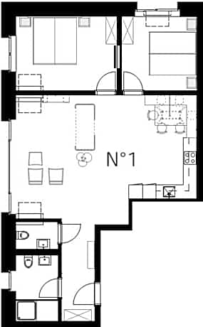 Apartment with Forest view and balcony: 279 ft²/915 ft²