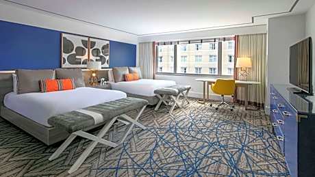 Executive Two Queen Beds Studio with City View and Roll-In Shower