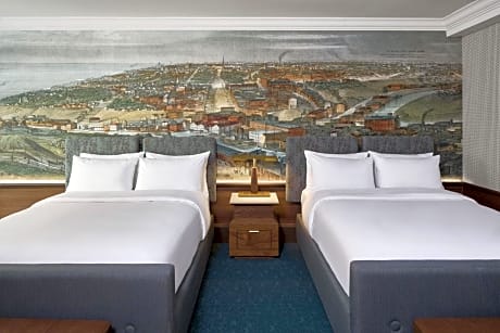 Queen Room with Two Queen Beds and Public Square View