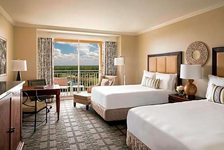 Double Room with Two Double Beds, Balcony and Golf View - Hearing Accessible