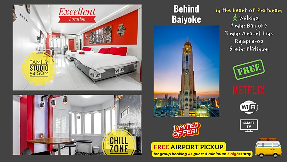 Family Hub@Pratunam 2-Group 4 Min 3n FREE Airport