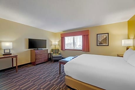 1 King Bed, Non-Smoking, Interior Entrance, Whirlpool, Microwave And Refrigerator, Wet Bar, Continental Breakfast