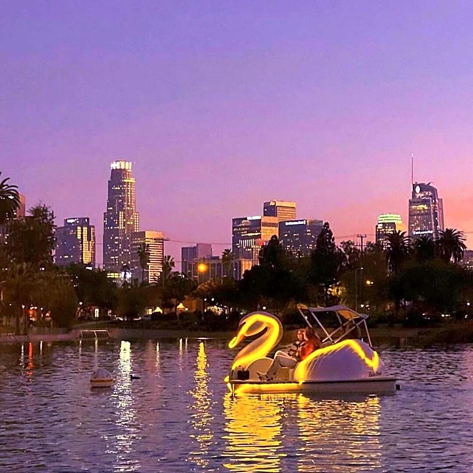 Downtown Los Angeles Skyline balcony view Modern Penthouse